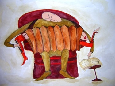 Painting titled "Accordion" by Irina Basalik El Houri, Original Artwork