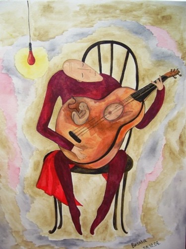 Painting titled "Gitarlino" by Irina Basalik El Houri, Original Artwork
