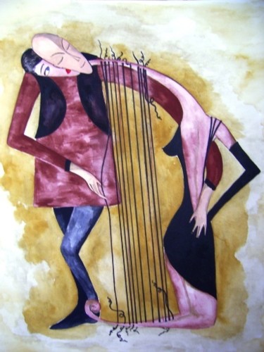 Painting titled "Harp" by Irina Basalik El Houri, Original Artwork