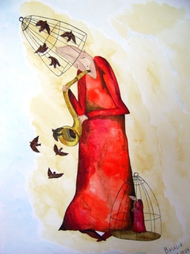 Painting titled "Saxophone" by Irina Basalik El Houri, Original Artwork