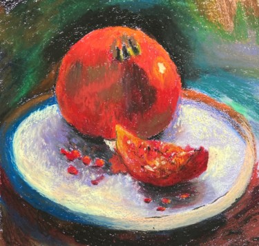 Pintura titulada "Bright pomegranate" por Irina Shepchenko, Obra de arte original, Pastel