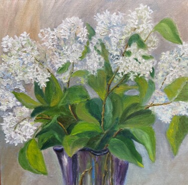 Painting titled "Bouquet de lilas bl…" by Irina Shepchenko, Original Artwork, Oil