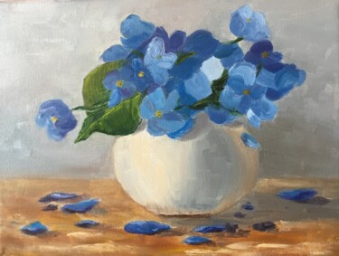 Painting titled "Bouquet de violettes" by Irina Shepchenko, Original Artwork, Oil