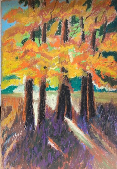 Peinture intitulée "Soleil d'automne" par Irina Shepchenko, Œuvre d'art originale, Pastel