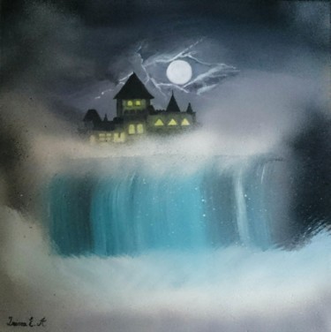 Painting titled "Misty castle" by Irina E.A, Original Artwork, Acrylic