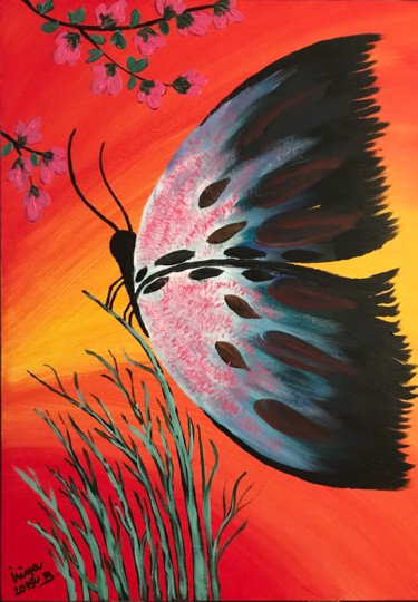 Painting titled "Lovely butterfly" by Irina Bbota, Original Artwork, Acrylic Mounted on Wood Stretcher frame
