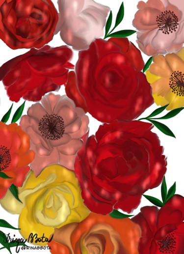 Digital Arts titled "Roses digital paint…" by Irina Bbota, Original Artwork, Digital Painting