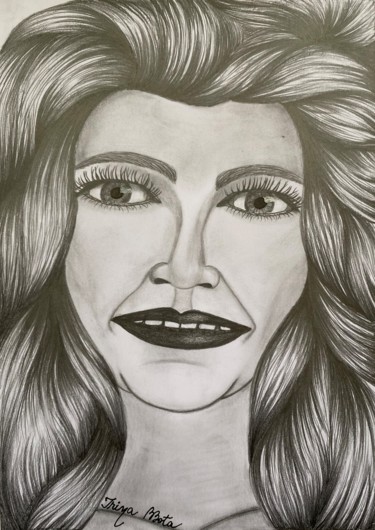 Woman portrait Рисунок под названием "Woman portrait" - Irina Bbota, Подлинное произведение искусства, Карандаш
