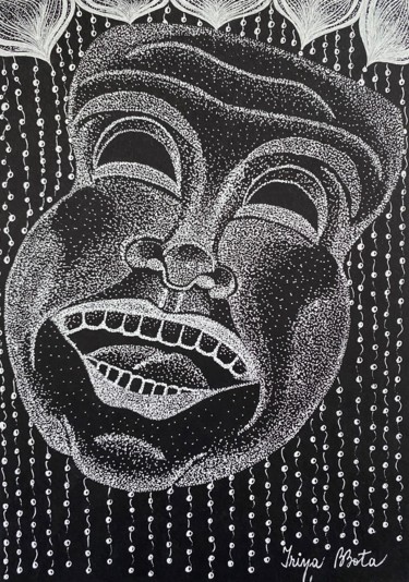 Drawing titled "Laughing at the pai…" by Irina Bbota, Original Artwork, Gel pen