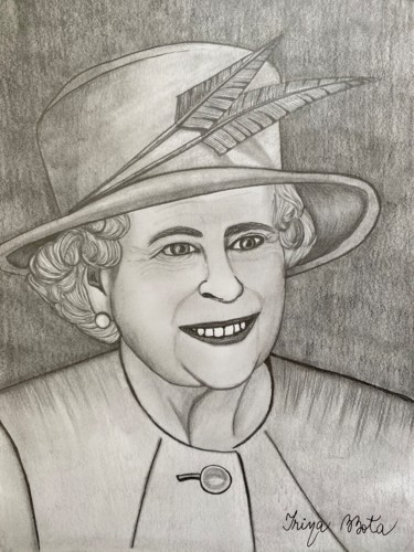 Drawing titled "Her Majesty Queen E…" by Irina Bbota, Original Artwork, Pencil