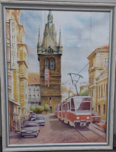 Painting titled "Prague" by Irina Beiu, Original Artwork, Pastel