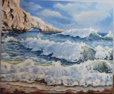 Pintura intitulada "Sea landscape with…" por Irina Beiu, Obras de arte originais, Óleo