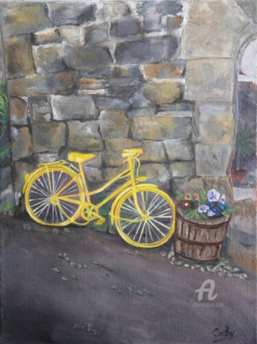 Painting titled "Vieux vélo.Salers" by Irina Caby, Original Artwork, Oil