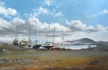 Malerei mit dem Titel "" Paros. Boat yard"" von Irina Dorokhova, Original-Kunstwerk, Öl