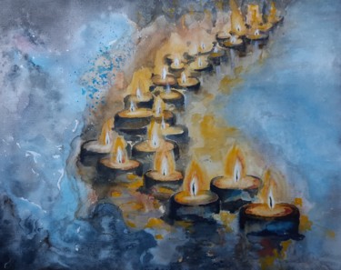 Painting titled "Magic of fire" by Irina Ges, Original Artwork, Watercolor