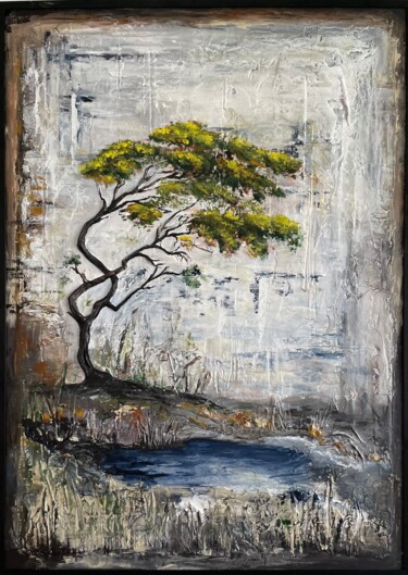 Painting titled "Tree" by Irina Ges, Original Artwork, Acrylic Mounted on Metal