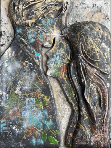 Pittura intitolato "Two universes" da Irina Ges, Opera d'arte originale, Calcestruzzo