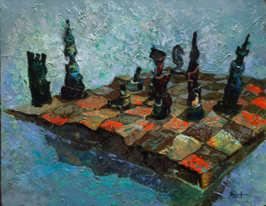 Картина под названием "chess" - Mariya Barkalova, Подлинное произведение искусства, Масло