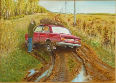 Картина под названием "Эх дороги..." - Ирина Крючкова, Подлинное произведение искусства, Масло