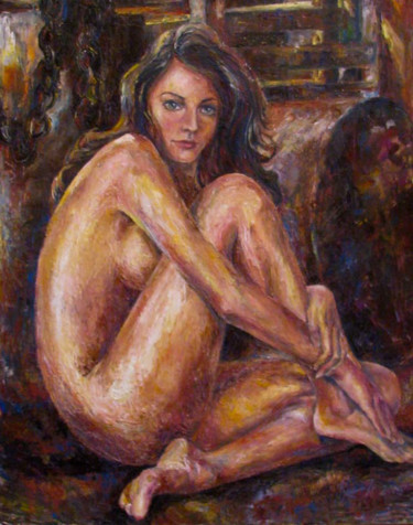Картина под названием "В темнице" - Irene Kruglov, Подлинное произведение искусства, Масло