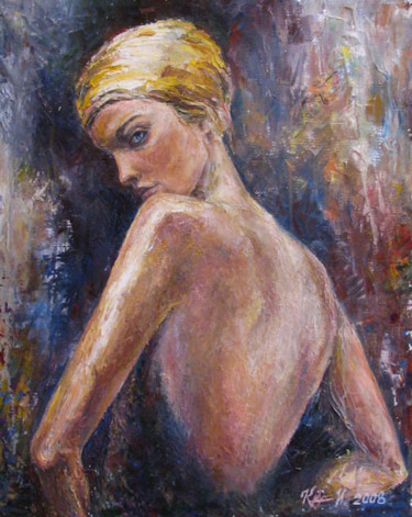 Картина под названием "Обернувшаяся" - Irene Kruglov, Подлинное произведение искусства, Масло