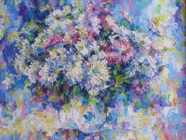 Картина под названием "Хризантемы" - Irene Kruglov, Подлинное произведение искусства