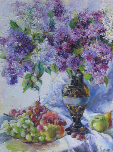 Картина под названием "Сирень и виноград" - Irene Kruglov, Подлинное произведение искусства