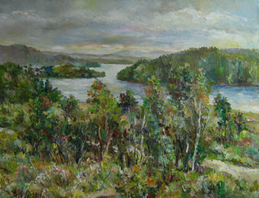 Painting titled "Нижнетуринский пруд" by Irene Kruglov, Original Artwork