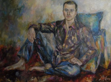 Картина под названием "Мужской портрет" - Irene Kruglov, Подлинное произведение искусства, Масло