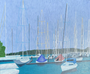 Painting titled "Rushcutters Bay" by Irina Rabeja, Original Artwork, Acrylic Mounted on Wood Stretcher frame