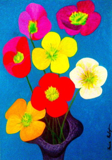 Malerei mit dem Titel "Poppies In Black Va…" von Irina Rabeja, Original-Kunstwerk, Acryl