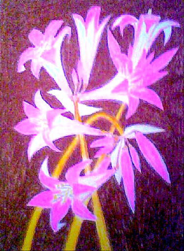 Картина под названием "Magic Lilies On Bro…" - Irina Rabeja, Подлинное произведение искусства, Пастель