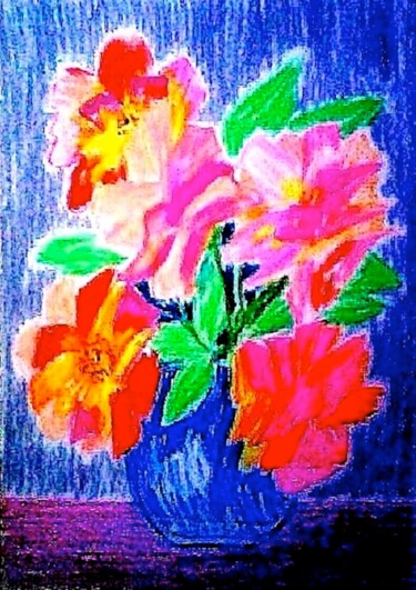 Peinture intitulée "Roses In Vase" par Irina Rabeja, Œuvre d'art originale, Pastel
