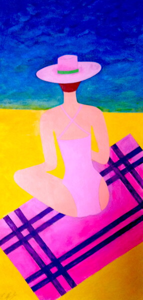 Ζωγραφική με τίτλο "On Pink Towel" από Irina Rabeja, Αυθεντικά έργα τέχνης, Ακρυλικό
