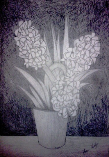 Painting titled "Hyacinth in Pot" by Irina Rabeja, Original Artwork, Pencil