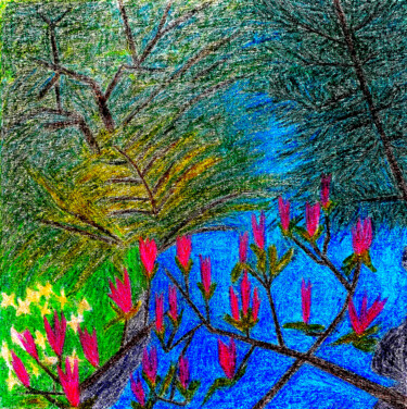 Картина под названием "Garden" - Irina Rabeja, Подлинное произведение искусства, Пастель Установлен на Деревянная рама для н…