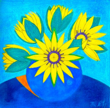 「Yellow Waterlilies…」というタイトルの絵画 Irina Rabejaによって, オリジナルのアートワーク, パステル