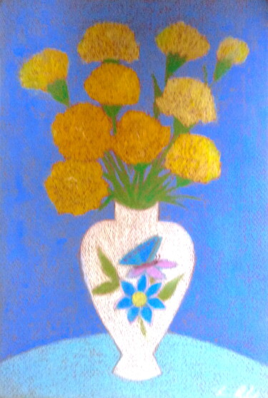 Pittura intitolato "Yellow Carnations i…" da Irina Rabeja, Opera d'arte originale, Pastello