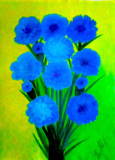 Pintura intitulada "Blue Bunch" por Irina Rabeja, Obras de arte originais, Óleo