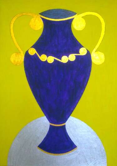 Schilderij getiteld "Indigo Vase" door Irina Rabeja, Origineel Kunstwerk, Acryl