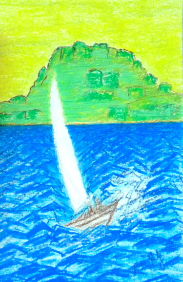 Pintura titulada "Sailing Boat" por Irina Rabeja, Obra de arte original, Pastel