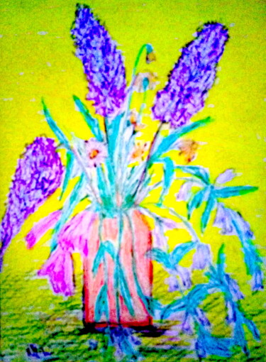 Pintura intitulada "Field Flowers in Va…" por Irina Rabeja, Obras de arte originais, Lápis