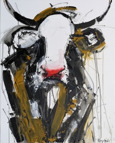 Pittura intitolato "Charming Cow 5" da Irina Rumyantseva, Opera d'arte originale, Acrilico