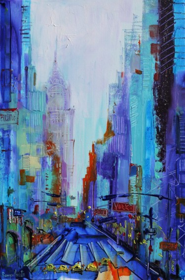 Schilderij getiteld "New York Lights" door Irina Rumyantseva, Origineel Kunstwerk, Acryl