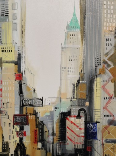 Painting titled "New York Skyline -…" by Irina Rumyantseva, Original Artwork, Acrylic