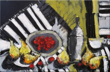 Pintura intitulada "Bowl Of Red Berries" por Irina Rumyantseva, Obras de arte originais, Acrílico