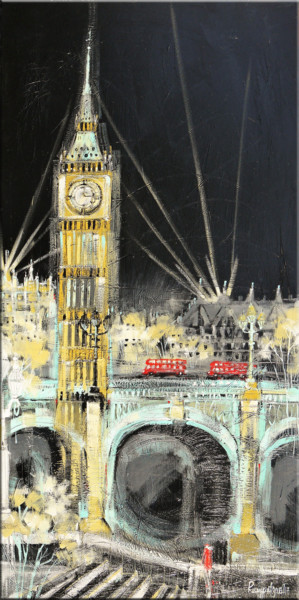 Peinture intitulée "London At Night" par Irina Rumyantseva, Œuvre d'art originale