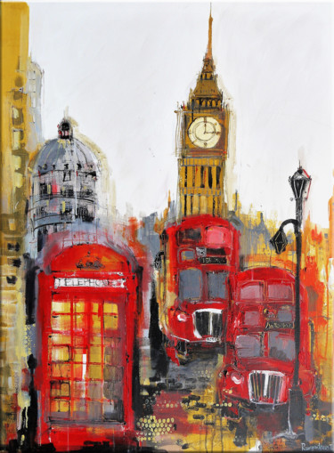 Painting titled "London Skyline" by Irina Rumyantseva, Original Artwork, Acrylic