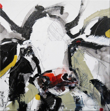 Schilderij getiteld "Curious Cow 2" door Irina Rumyantseva, Origineel Kunstwerk, Acryl