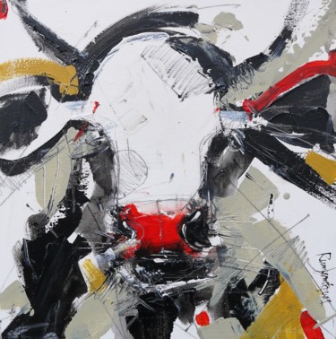 Schilderij getiteld "Curious Cow 6" door Irina Rumyantseva, Origineel Kunstwerk, Acryl